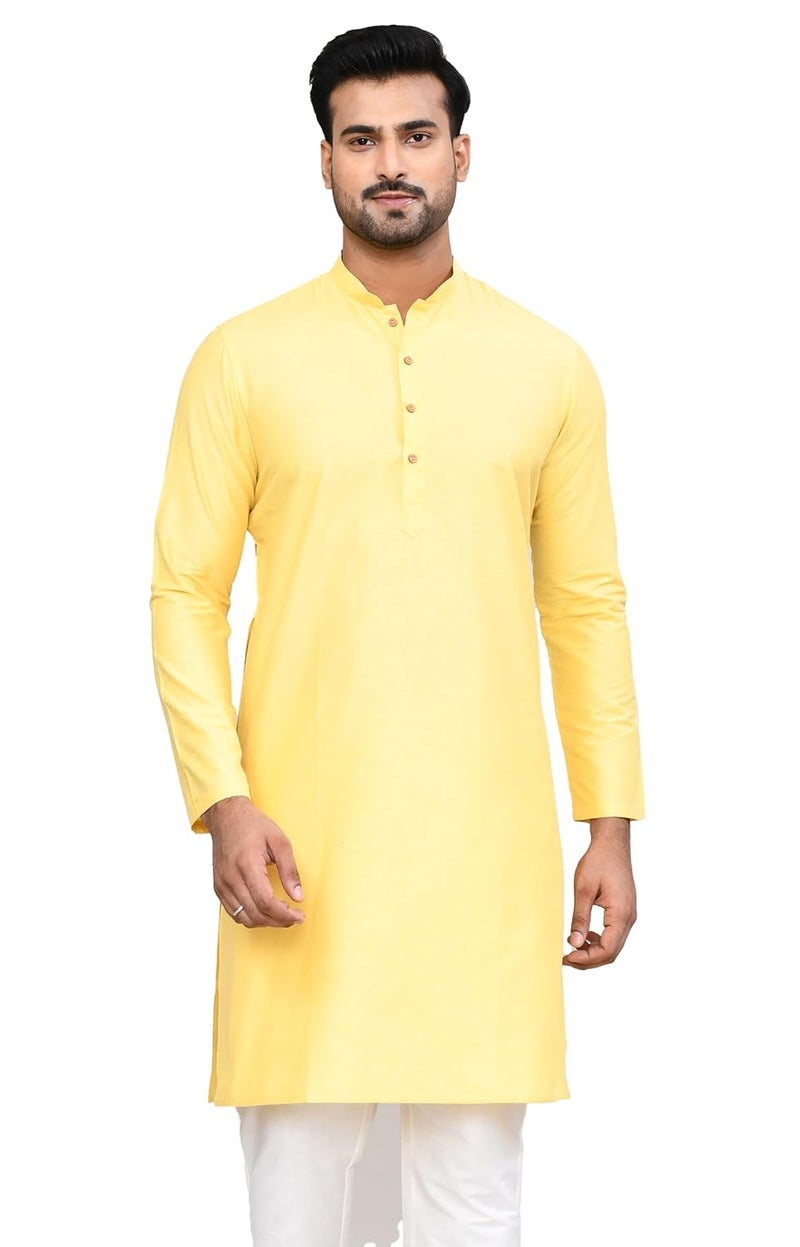 POLY2FAB Hathkargha Cotton Kurta for Men | Full Sleeve Regular Fit Kurta with Mandarin Collar | Traditional, Festive & Wedding Ethnic Wear - Image 1
